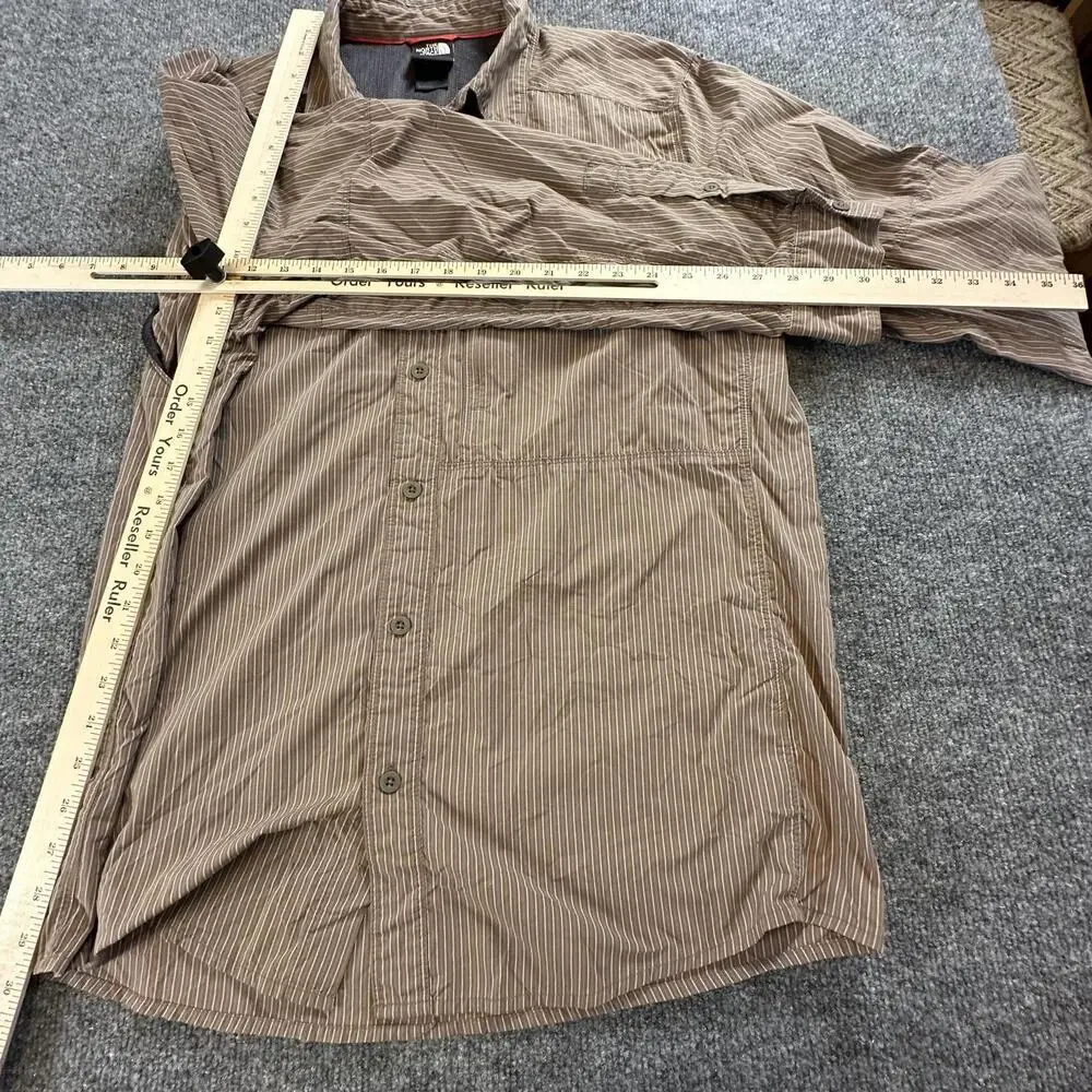 The North Face Mens Striped Nylon Long Sleeve Hiking Shirt Brown Large AJDY